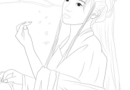 古装美女素描铅笔画,细腻描绘古代佳人风采